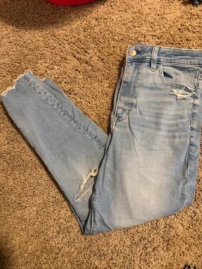 American Eagle Outfitters Light Blue Skinny Distressed Jeans